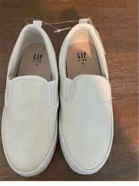GAP Kids White Glitter Slip-On Sneakers NWT
